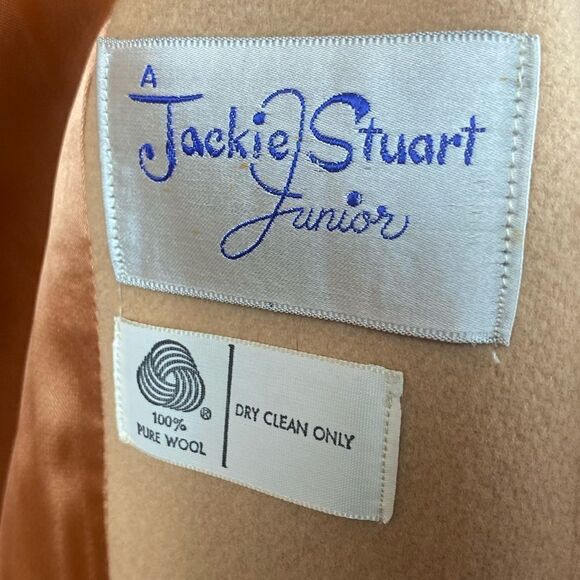 Jackie Stuart Juniors Wm’s Sz Sm Tan Wool Fur Collar Lined Tie Long Dress Coat - Picture 8 of 9